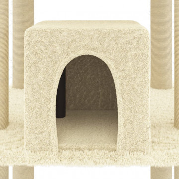 Ansamblu pisici cu stâlpi din funie de sisal, crem, 216 cm - Img 6