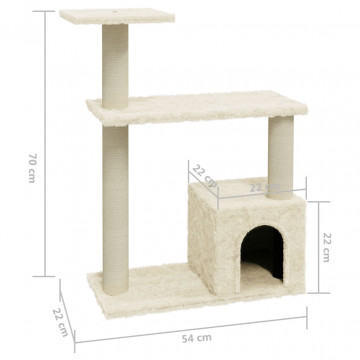 Ansamblu pisici cu stâlpi din funie de sisal, crem, 70 cm - Img 5