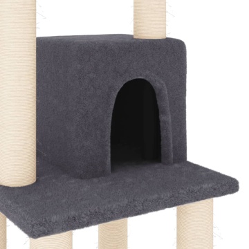 Ansamblu pisici cu stâlpi din funie de sisal, gri închis 105 cm - Img 6