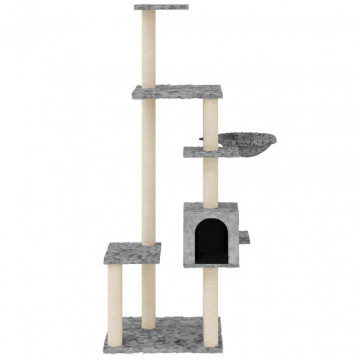 Ansamblu pisici cu stâlpi din funie sisal, gri deschis, 142 cm - Img 3