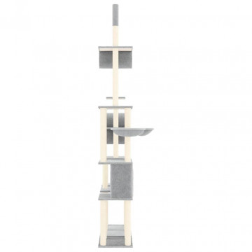 Ansamblu pisici cu stâlpi din funie sisal, gri deschis, 279 cm - Img 4