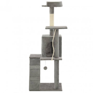 Ansamblu pisici, stâlpi cu funie de sisal, 120 cm, gri - Img 4