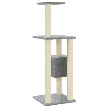 Ansamblu pisici, stâlpi din funie sisal, gri deschis, 104 cm - Img 5
