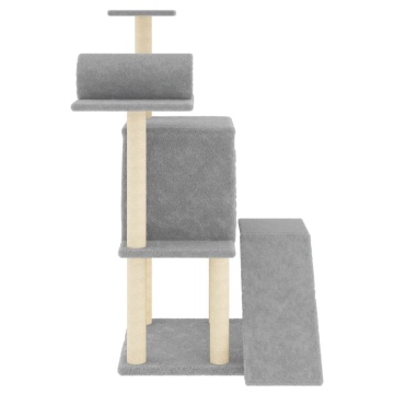 Ansamblu pisici, stâlpi din funie sisal, gri deschis, 110,5 cm - Img 4