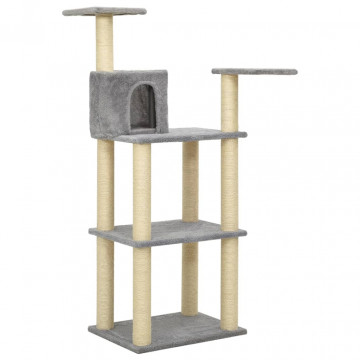 Ansamblu pisici, stâlpi din funie sisal, gri deschis, 119 cm - Img 2
