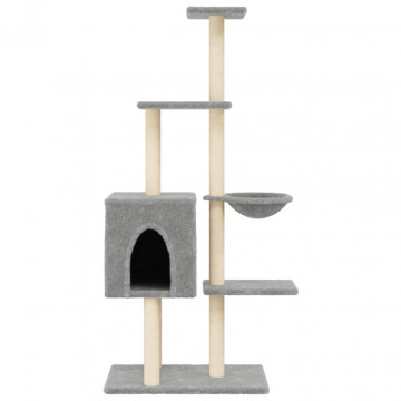 Ansamblu pisici, stâlpi din funie sisal, gri deschis, 145 cm - Img 4