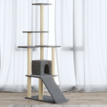 Ansamblu pisici, stâlpi din funie sisal, gri deschis, 155 cm - Img 1