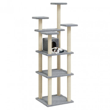Ansamblu pisici, stâlpi din funie sisal, gri deschis, 171 cm - Img 3