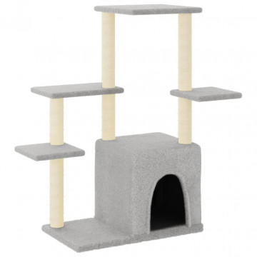 Ansamblu pisici, stâlpi din funie sisal, gri deschis, 97,5 cm - Img 2