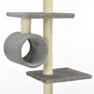 Ansamblu pisici, stâlpi funie sisal, 260 cm Gri - Img 6