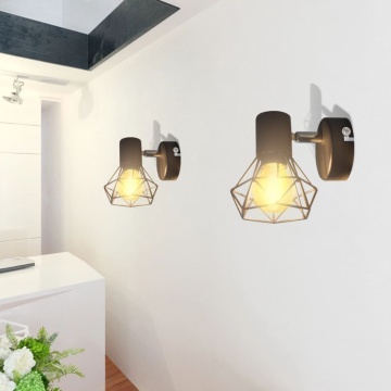 Aplice perete cadru sârmă, stil industrial, negru, bec cu filament LED - Img 1