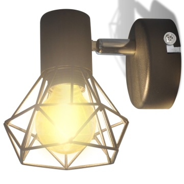 Aplice perete cadru sârmă, stil industrial, negru, bec cu filament LED - Img 5