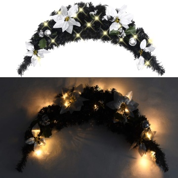 Arcadă de Crăciun cu lumini LED, negru, 90 cm, PVC - Img 2