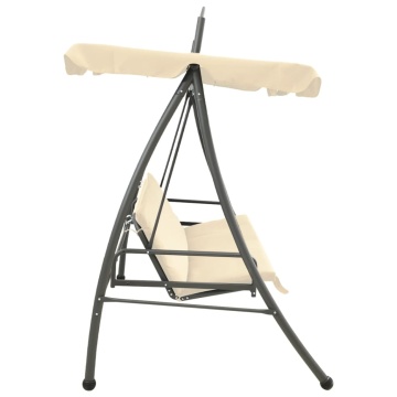Balansoar de exterior extensibil cu copertină, alb nisipiu - Img 3