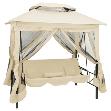 Balansoar extensibil cu pavilion, alb crem - Img 1
