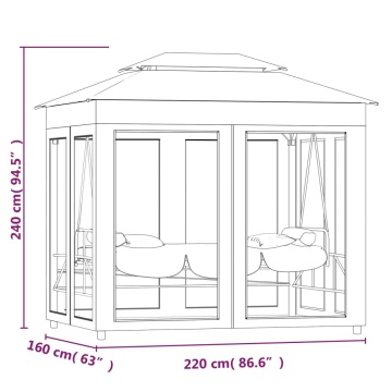 Balansoar extensibil cu pavilion, alb crem - Img 5