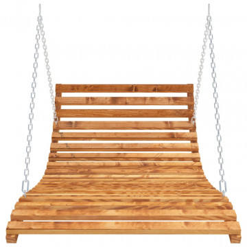 Balansoar pat, 143x120x65 cm, lemn masiv curbat cu finisaj tec - Img 3