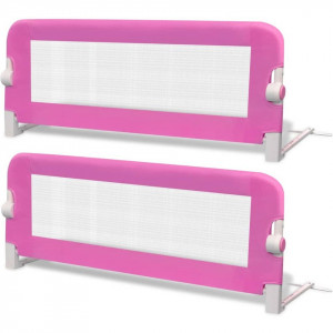Balustradă de pat protecție copii, 2 buc., roz, 102 x 42 cm - Img 2