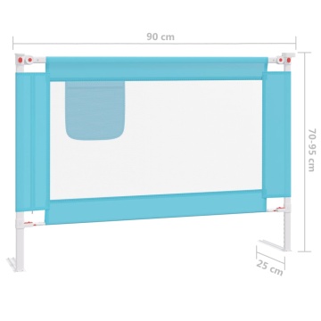 Balustradă de protecție pat copii, albastru, 90x25 cm, textil - Img 7