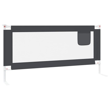 Balustradă de protecție pat copii, gri închis, 190x25 cm textil - Img 3