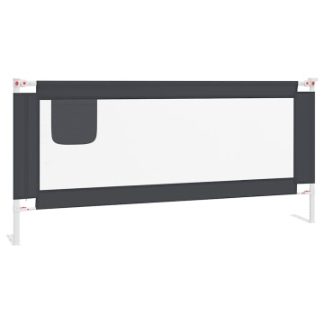 Balustradă de protecție pat copii, gri închis, 200x25 cm textil - Img 2