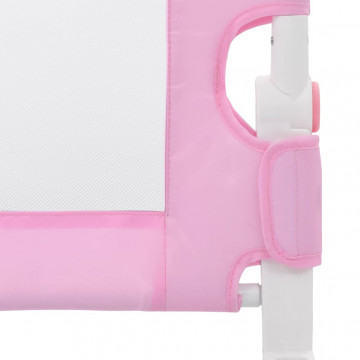 Balustradă de protecție pat copii, roz, 180x42 cm, poliester - Img 6