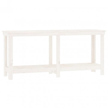 Banc de lucru, alb, 180x50x80 cm, lemn masiv pin - Img 2