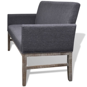 Bancă cu perne căptușite, textil, lemn de hevea, gri închis - Img 6