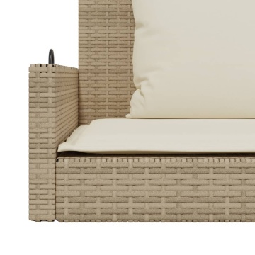 Bancă de balansoar cu perne, bej, 119x56x48 cm, poliratan - Img 7