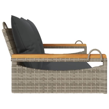 Bancă de balansoar cu perne, gri, 109x62x40 cm, poliratan - Img 8