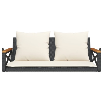 Bancă de balansoar cu perne, negru, 109x62x40 cm, poliratan - Img 4