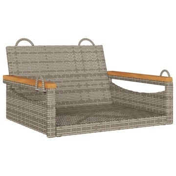 Bancă de balansoar, gri, 63x62x40 cm, poliratan - Img 2