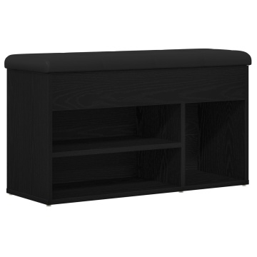 Bancă de depozit Negru Stejar 80x30x45 cm Lemn compus - Img 2