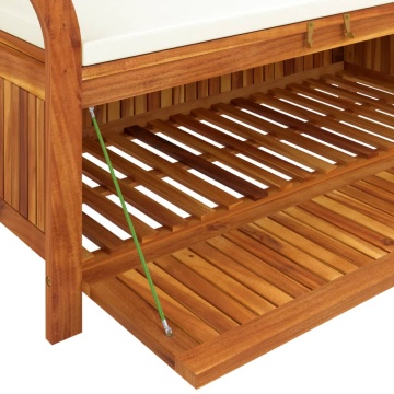 Bancă de depozitare cu pernă, 126 cm, lemn masiv de acacia - Img 7