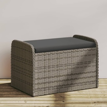 Bancă de depozitare cu pernă, gri, 80x51x52 cm, poliratan - Img 1