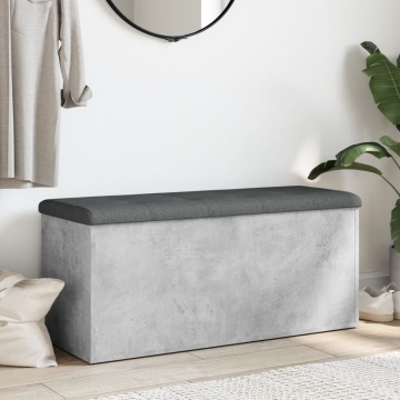 Bancă de depozitare, gri beton, 102x42x45 cm, lemn prelucrat - Img 3