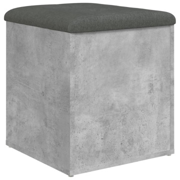 Bancă de depozitare, gri beton, 42x42x45 cm, lemn prelucrat - Img 6