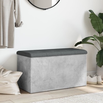 Bancă de depozitare, gri beton, 82x42x45 cm, lemn prelucrat - Img 3