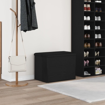 Bancă de depozitare Negru Stejar 60x40x45 cm Lemn prelucrat - Img 1
