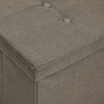 Bancă de depozitare pliabilă, gri taupe, imitație de pânză - Img 6