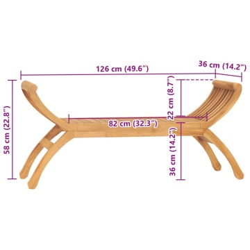 Bancă de grădină, 126 cm, lemn masiv de tec - Img 5