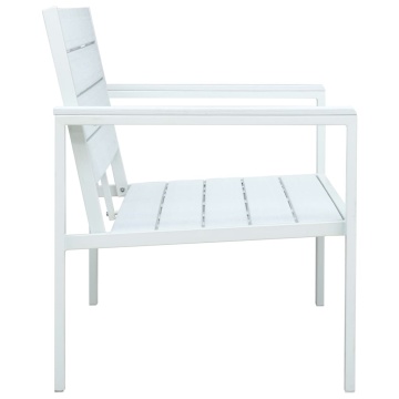 Bancă de grădină, alb, 120 cm, aspect de lemn, HDPE - Img 3