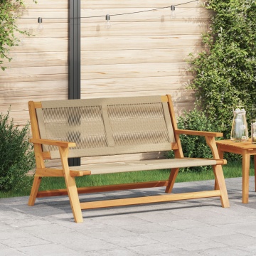 Bancă de grădină Bej 76x122x73 cm Lemn masiv de acacia - Img 1