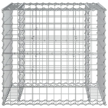 Bancă de grădină cu coș gabion, lemn masiv de pin - Img 5