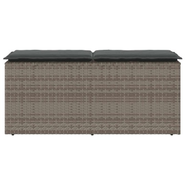 Bancă de grădină cu pernă gri 110x40x44 cm polirattan - Img 4