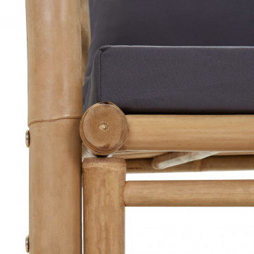 Bancă de grădină cu perne, 115 cm, bambus - Img 4