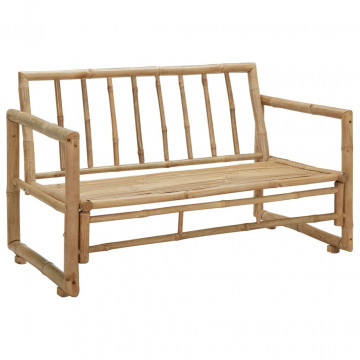 Bancă de grădină cu perne, 115 cm, bambus - Img 7