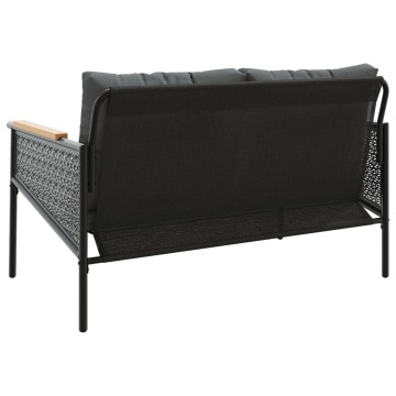 Bancă de grădină cu perne, negru, 116 cm, oțel - Img 6