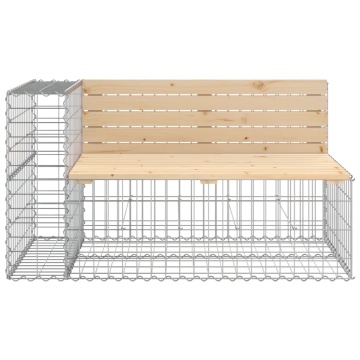 Bancă de grădină design gabion, 122x71x65,5 cm, lemn masiv pin - Img 3