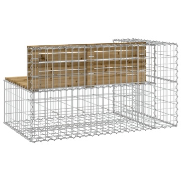 Bancă de grădină design gabion 122x71x65,5cm lemn pin impregnat - Img 8